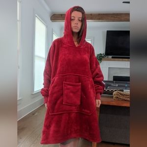 Giant Red Fuzzy Snuggie-Like Festival Sweater